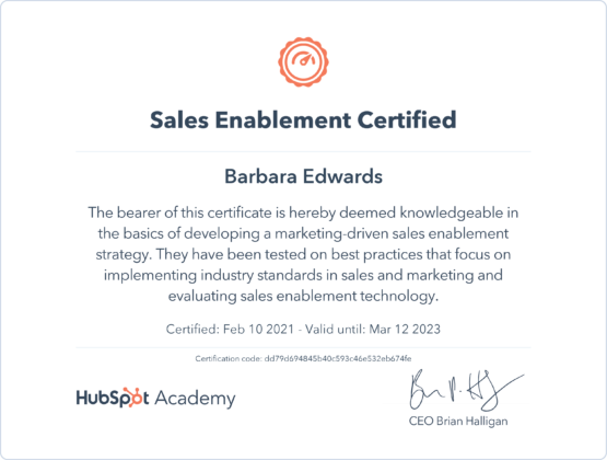 HubSpot Sales Enablement Certified